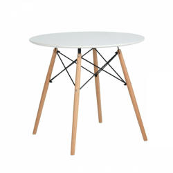 TEMPO KONDELA Étkezőasztal, fehér/matt/bükk, átmérő 120 cm, DEMIN - smartbutor