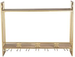 Clayre & Eef Etajera suspendabila cu 2 polite si 14 agatatori din fier auriu 80 cm x 22 cm x 61 h (5Y0808) Raft