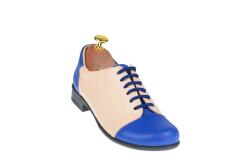 Rovi Design Oferta marimea 35 - Pantofi dama, casual, din piele naturala (albastru cu bej) LP53ALBEJ