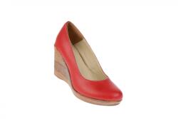 Made in Romania Oferta marimea 35, 37, 39, 40 - Pantofi dama, casual, din piele naturala rosie cu platforma de 7 cm - MARA LP3550RED