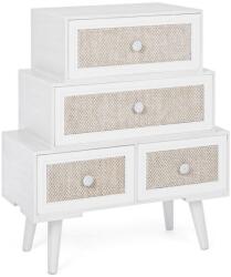 Bizzotto Comoda 2 sertare si 2 usi din lemn alb bej crem Montiel 60 cm x 30.5 cm x 70.5 h (0744879) Comoda