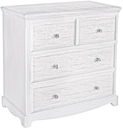 Bizzotto Comoda 4 sertare din lemn alb cu patina gri Blanc 80 cm x 40 cm x 80 h (0744190) Comoda