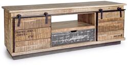 Bizzotto Comoda 2 usi mobile 1 sertar din lemn mango maro gri Tudor 130 cm x 40 cm x 50 h (0745464) Comoda