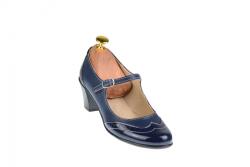 Rovi Design Oferta marimea 35 - Pantofi dama, eleganti, din piele naturala in combinatie cu piele lac, culoare bleumarin - LP104BLBL