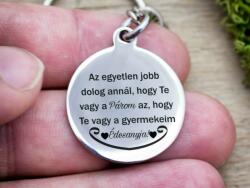 R.M. ékszer Te vagy a Párom és Anya acél kulcstartó - kerek, gyermekeim (15902RMT)