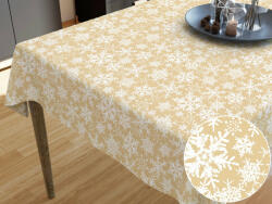 Goldea față de masă 100% bumbac - fulgi de zăpadă pe auriu 120 x 160 cm