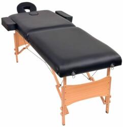  Set taburet și masă masaj pliabile 2 zone, 10 cm grosime, negru (110155)