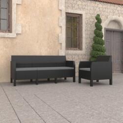 vidaXL Set mobilier de grădină cu perne, 2 piese, antracit, PP ratan (3079677)