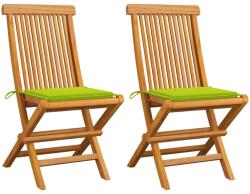 vidaXL Scaune de grădină cu perne verde aprins, 2 buc. , lemn masiv tec (3062471)
