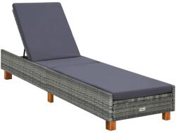 vidaXL Șezlong cu pernă, gri, poliratan (310475)