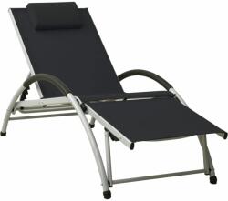vidaXL Șezlong de plajă cu pernă, negru, textilenă (310529)