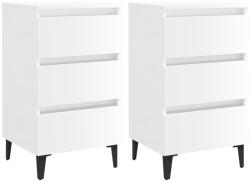 vidaXL Noptiere picioare metalice, 2 buc. alb extralucios, 40x35x69 cm (805918)