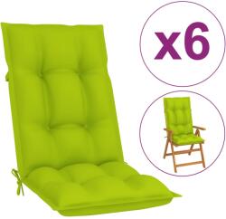 vidaXL Perne scaun cu spătar înalt, 6 buc. , verde, 120x50x7 cm, textil (314268)