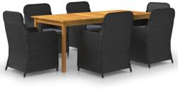 vidaXL Set mobilier pentru grădină, 7 piese, negru (3067910)