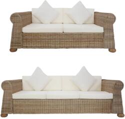 vidaXL Set de canapele cu perne, 2 piese, natural, ratan (278602) Canapea