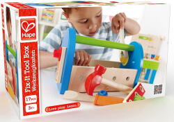Hape Cutie cu unelte si accesorii, Mester, din lemn, Hape (HapeE3001) Set bricolaj copii