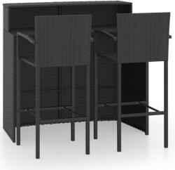 vidaXL Set mobilier bar de grădină, 3 piese, negru (3064886)