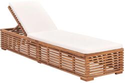 vidaXL Șezlong cu pernă crem, lemn masiv de tec (316037)