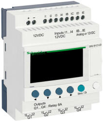 Schneider Electric Schneider SR2B121JD LCD kijelzős, 12 I/O, 4 analóg bemenet, relés, 12VDC (SR2B121JD)