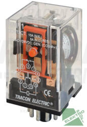 TRACON RM11-110AC Relé ipari 110V AC 3CO 3A 11 pólus Tesztgombbal (RM11-110AC)