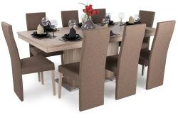  Flóra 200 cm asztal panama székkel- 8 személyes étkezőgarnitúra