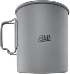 Esbit Vas titaniu Esbit 750ml PT750-TI, gri, cu capac si husa cu buzunare pentru tacamuri, 106g