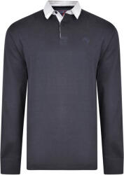 KAM Jeanswear Bluza cu Maneca Lunga din bumbac 100%-RUGBY POLO - bleumarin - 2XL 3XL 4XL 5XL 6XL 7XL