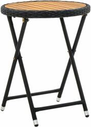vidaXL Masă de ceai, negru, 60 cm, poliratan și lemn masiv de acacia (316509)