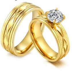 Ékszerkirály Női karikagyűrű, nemesacél, arany színű, 7-es méret (32737984158_5)