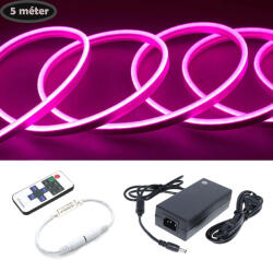  5 Méter Pink 12V LED Neon Flex Komplett Szett
