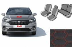 ALM Huse ALM - piele eco Dacia Logan 2021+ cu bancheta fractionata Negru+Rosu (ALM LOG 3 N-R HEX)