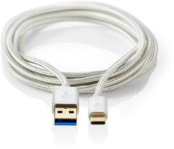Nedis USB-C apa - USB-A apa Adat- és töltőkábel 1m - Alumínium (CCTB61600AL10)