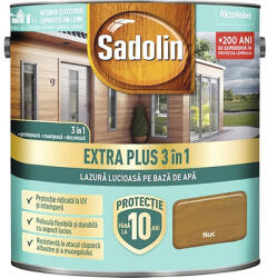 Sadolin Lazură lucioasă pe bază de apă Sadolin Extra Plus 3 în 1 nuc 5 l