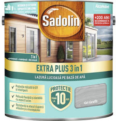 Sadolin Lazură lucioasă pe bază de apă Sadolin Extra Plus 3 în 1 gri grafit 2, 5 l