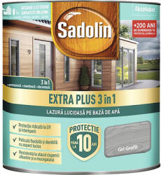 Sadolin Lazură lucioasă pe bază de apă Sadolin Extra Plus 3 în 1 gri grafit 0, 75 l