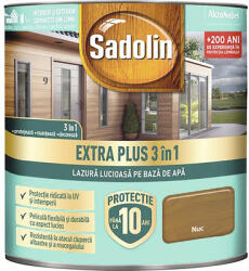 Sadolin Lazură lucioasă pe bază de apă Sadolin Extra Plus 3 în 1 nuc 0, 75 l