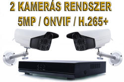  2 KAMERÁS 5MP IP PoE SWITCS, H. 265+, ONVIF CSŐ KAMERA RENDSZER