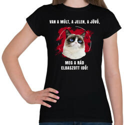 printfashion Múlt, jelen, jövő - Női póló - Fekete (5343827)