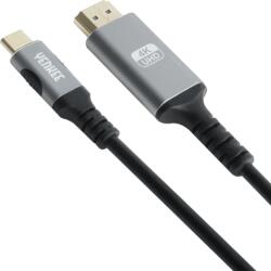 YENKEE USB C v3.1 Gen2 - HDMI 2.0 kábel 1.5m Fekete/Szürke (YCU 430)