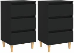vidaXL Noptiere cu picioare lemn masiv, 2 buc. , negru, 40x35x69 cm (805890)