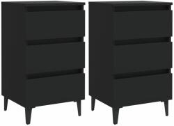 vidaXL Noptieră cu picioare metalice, 2 buc. , negru, 40x35x69 cm (805908)