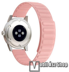 Okosóra szíj - rugalmas, szilikon, mágneses - RÓZSASZÍN - 90mm+130mm hosszú, 22mm széles - SAMSUNG Galaxy Watch 46mm / Watch GT2 46mm / Watch GT 2e / Galaxy Watch3 45mm / Honor MagicWatch 2 46mm
