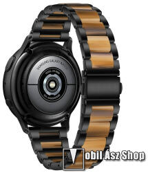  Okosóra műanyag / rozsdamentes acél szíj - FEKETE / BARNA - pillangó csat - 189mm hosszú, 20mm széles - SAMSUNG Galaxy Watch 42mm / Amazfit GTS / Galaxy Watch3 41mm / HUAWEI Watch GT 2 42mm / Galaxy W