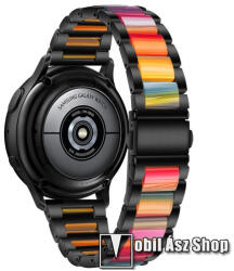 Okosóra műanyag / rozsdamentes acél szíj - FEKETE / SZÍNES - pillangó csat - 189mm hosszú, 22mm széles - SAMSUNG Galaxy Watch 46mm / Watch GT2 46mm / Watch GT 2e / Galaxy Watch3 45mm / Honor MagicWatc