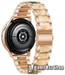  Okosóra műanyag / rozsdamentes acél szíj - ROSE GOLD / RÓZSASZÍN / ZÖLD - pillangó csat - 189mm hosszú, 20mm széles - SAMSUNG Galaxy Watch 42mm / Amazfit GTS / Galaxy Watch3 41mm / HUAWEI Watch GT 2 4