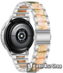  Okosóra műanyag / rozsdamentes acél szíj - EZÜST / RÓZSASZÍN / ZÖLD - pillangó csat - 189mm hosszú, 22mm széles - SAMSUNG Galaxy Watch 46mm / Watch GT2 46mm / Watch GT 2e / Galaxy Watch3 45mm / Honor 