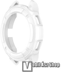 Samsung Galaxy Watch4 Classic 46mm (SM-R890), Okosóra szilikontok, műanyag lünetta védő, Fehér