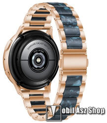  Okosóra műanyag / rozsdamentes acél szíj - ROSE GOLD / SÖTÉTKÉK - pillangó csat - 189mm hosszú, 22mm széles - SAMSUNG Galaxy Watch 46mm / Watch GT2 46mm / Watch GT 2e / Galaxy Watch3 45mm / Honor Magi