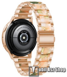  Okosóra műanyag / rozsdamentes acél szíj - ROSE GOLD / RÓZSASZÍN / ZÖLD - pillangó csat - 189mm hosszú, 22mm széles - SAMSUNG Galaxy Watch 46mm / Watch GT2 46mm / Watch GT 2e / Galaxy Watch3 45mm / Ho