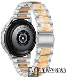 Okosóra műanyag / rozsdamentes acél szíj - EZÜST / RÓZSASZÍN / ZÖLD - pillangó csat - 189mm hosszú, 20mm széles - SAMSUNG Galaxy Watch 42mm / Amazfit GTS / Galaxy Watch3 41mm / HUAWEI Watch GT 2 42mm 